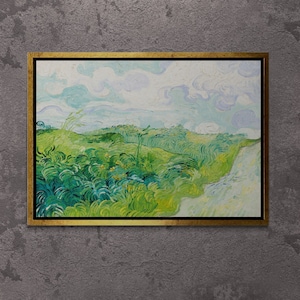 Vincent Van Gogh Wall Art, Wheat Framed Canvas, Green Wheat Fields Auvers, Famous Wall Art, Nature Landscape Canvas, White Framed Canvas