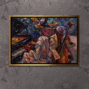 African Jazz Framed Canvas, Abstract African Jazz Wall Art, Jazz Canvas, Classic Artwork, Colorful African Jazz Art, Black Framed Canvas