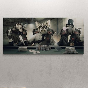 Mafia Wandkunst, Affen gerahmte Leinwand, Mafia Wandkunst, Tiere Dekor, Mafia Familie Kunst, Hund Leinwand, Pate Kunstwerk, weiße gerahmte Leinwand