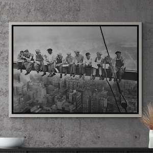 New York Framed Canvas, Lunch Atop A Skyscraper, New York City Canvas, Lunch Wall Art, Black and White Canvas, Lunch Gold Framed Canvas