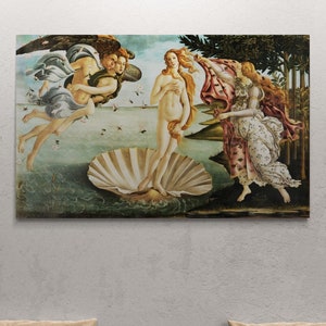 The Birth of Venus Framed Canvas, Sandro Botticelli Wall Art, Woman Canvas, Birth of Venus, Famous Canvas, Botticelli Black Framed Canvas