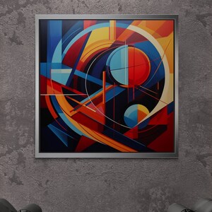 Geometric Shapes Wall Art, Abstract Framed Canvas, Geometric Lines, Modern Artwork, Colorful Lines Canvas, Large White Framed Canvas