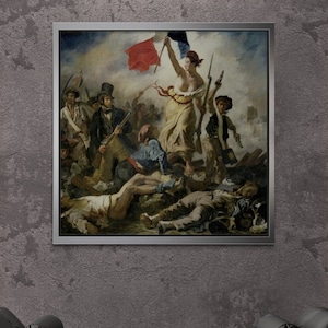 Liberty Leading the People, Eugene Delacroix Framed Canvas, People Wall Art, Famous Canvas, Delacroix Wall Art, Liberty Black Framed Canvas