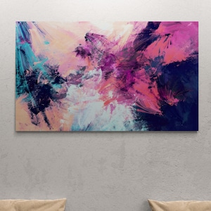 Colorful Modern Wall Art, Abstract Framed Canvas, Modern Artwork, Colorful Abstract Art, Abstract Painting Canvas, Silver Framed Canvas