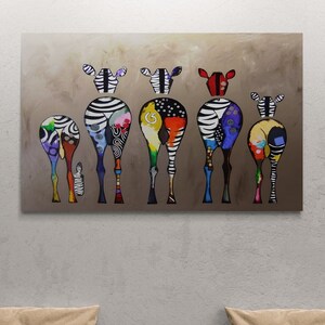 Banksy Zebra Wall Art, Zebra Framed Canvas, Banksy Contemporary Art, Colorful Animal Canvas, Banksy Style Zebra, Black Framed Canvas