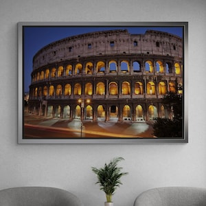 Coliseum Wall Art, Coliseum Framed Canvas, Rome Canvas, Italy Wall Art, Colosseum Rome Canvas, Landscape Wall Art, White Framed Canvas