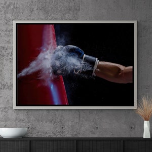 Boxing Wall Art, Boxing Framed Canvas, Gym Motivation Canvas, Boxing Gloves Canvas, Sport Wall Art, Sport Canvas Art, White Framed Canvas