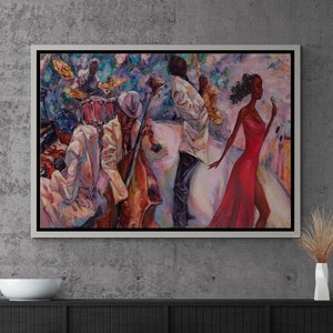 Jazz Music Framed Canvas, African Jazz Singer Canvas, African Wall Art, African Jazz Canvas, Jazz Singer Canvas Art, White Framed Canvas