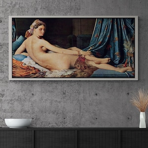 The Grande Odalisque Wall Art, Jean Auguste Framed Canvas, Woman Wall Art, Famous Canvas, The Grande Odalisque, Auguste Gold Framed Canvas