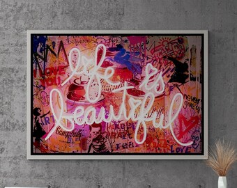 Lienzo Banksy 'Life Is Beautiful' – Impresión De Arte Graffiti Urbano Sin Marco