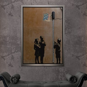 BANKSY Very Little Helps Wall Art, Banksy Graffiti Framed Canvas, Street Graffiti Art, Banksy Kids Canvas, Graffiti Gold Framed Canvas