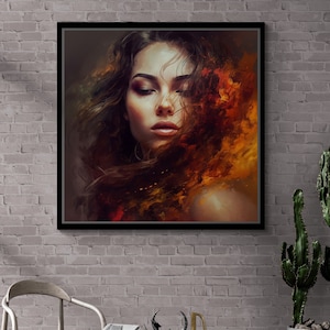 Hot Beautiful Woman Framed Canvas, Woman Wall Art, Sensual Woman Canvas, Woman Portrait Canvas, Large Wall Art, White Framed Canvas