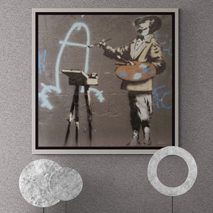 BANKSY Vandalism Is Art Graffiti Framed Canvas, Banksy Wall Art, Vandalism Art, Banksy Street Art, Street Graffiti Art, White Framed Canvas