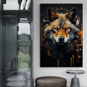 Fox Portrait Framed Canvas, Animal Wall Art, Wildlife Fox Canvas, Majestic Animal Canvas, Fox Artwork, Large Wall Art, Gold Framed Canvas