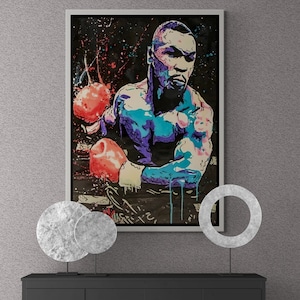 Mike Tyson Framed Canvas, Legendary Boxer Wall Art, Champion Mike Tyson Canvas, Professional Boxer Wall Art, Mike Tyson White Framed Canvas