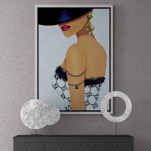Pop Art Woman Wall Art, Fashion Girl Framed Canvas, Fashion Canvas, Retro Style Canvas, Pop Art Wall Art, Sparkly Woman Silver Framed Canvas