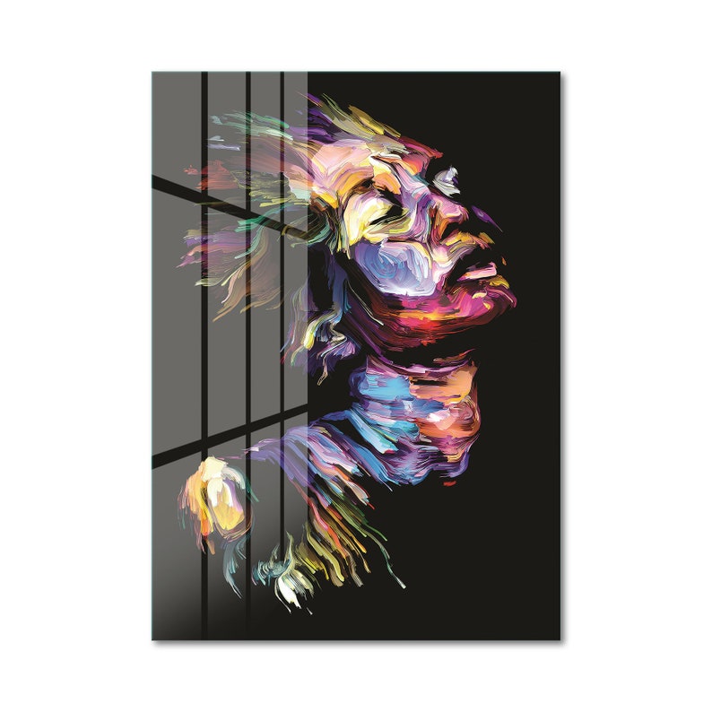 Glass Wall Art, Abstract Face Wall Art, Tempered Glass Art, Wall