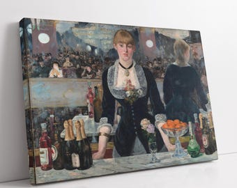 フォリー・ベルジェールのバー - エドゥアール・マネの手描き油絵複製