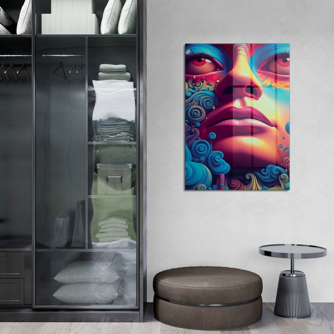 Tempered Glass Wall Art, Abstract Woman Wall Art, Glass Wall Art, Large