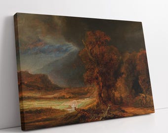 レンブラント・ファン・レイン - 善きサマリア人のいる風景画（印刷