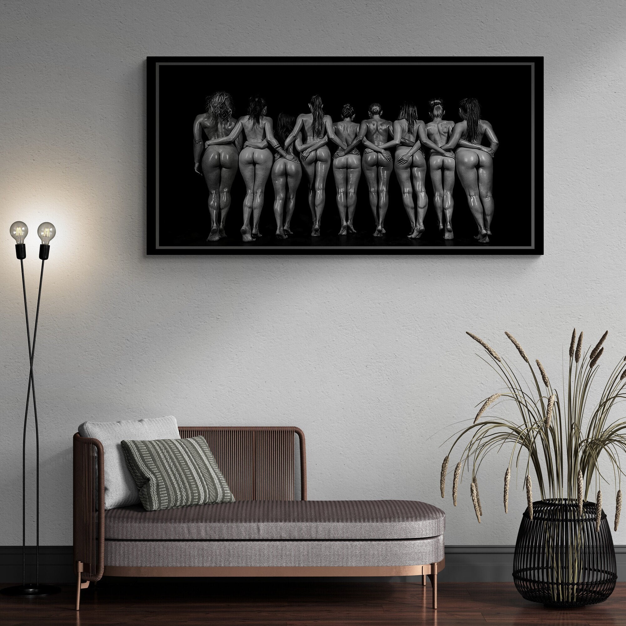 Sexy Women Wall Art, Girl Ass Framed Canvas, Body Wall Art, Women's Body Canvas Art, Nude Female Body Wall Art, Sexy Gold Framed Canvas