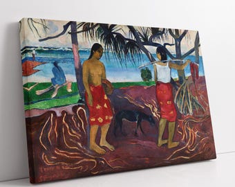 Under The Pandanus By Paul Gauguin Tahitian Post Impressionist Tropical Scene Fine Art Canvas For Living Room Or Office