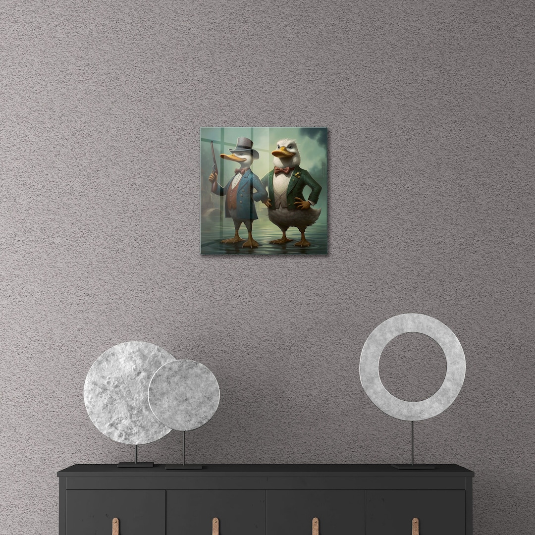 Décoration Murale Métal Canard 3D 25x25 Cm - Sculpture Artistique Pour Intérieur Et Extérieur, Jardin, Salon