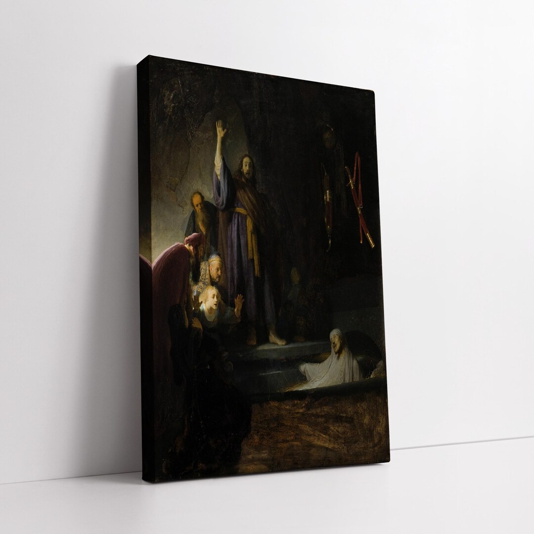 The Raising of Lazarus Wall Art – Rembrandt Dramatic Biblical Canvas ...