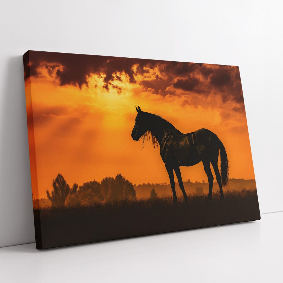Sunset Horse Silhouette Canvas – Elegant Fine Art Print With Warm Orange  Glow, Perfect for Modern, Rustic, or Minimalist Wall Decor - Etsy Israel, image size:1080x1080