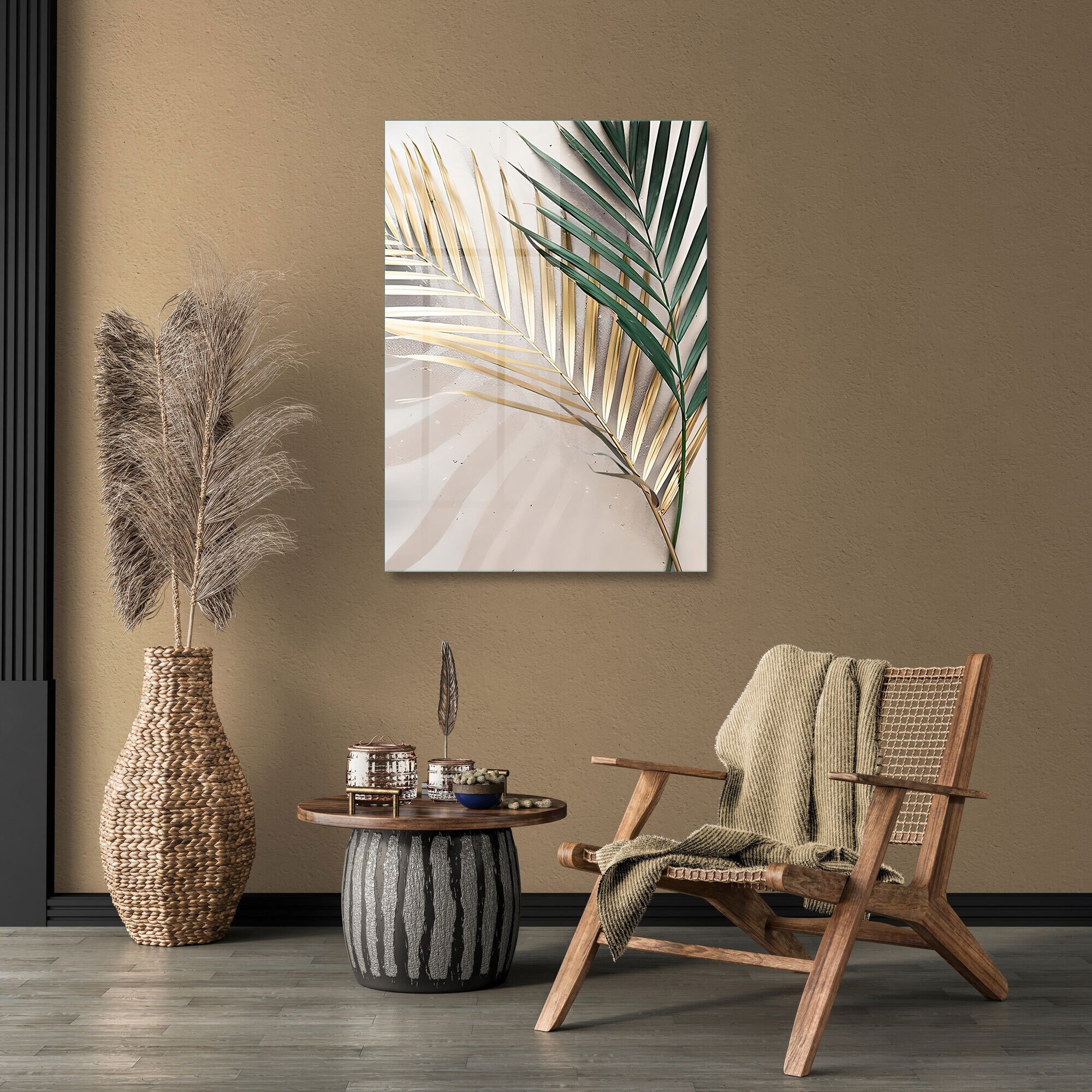 Glass Wall Art, Jungle Leaves Wall Art, Tempered Glass Wall Art, Wall