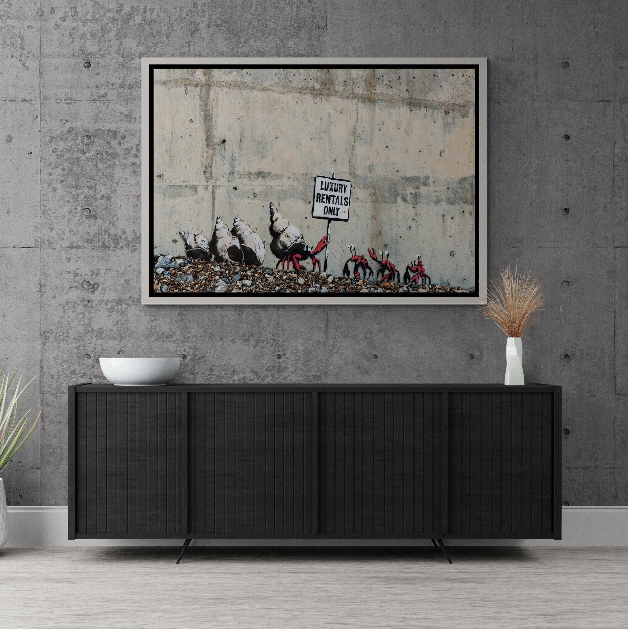 BANKSY Luxury Rentals Only Crabs Wall Art, Banksy Graffiti Art
