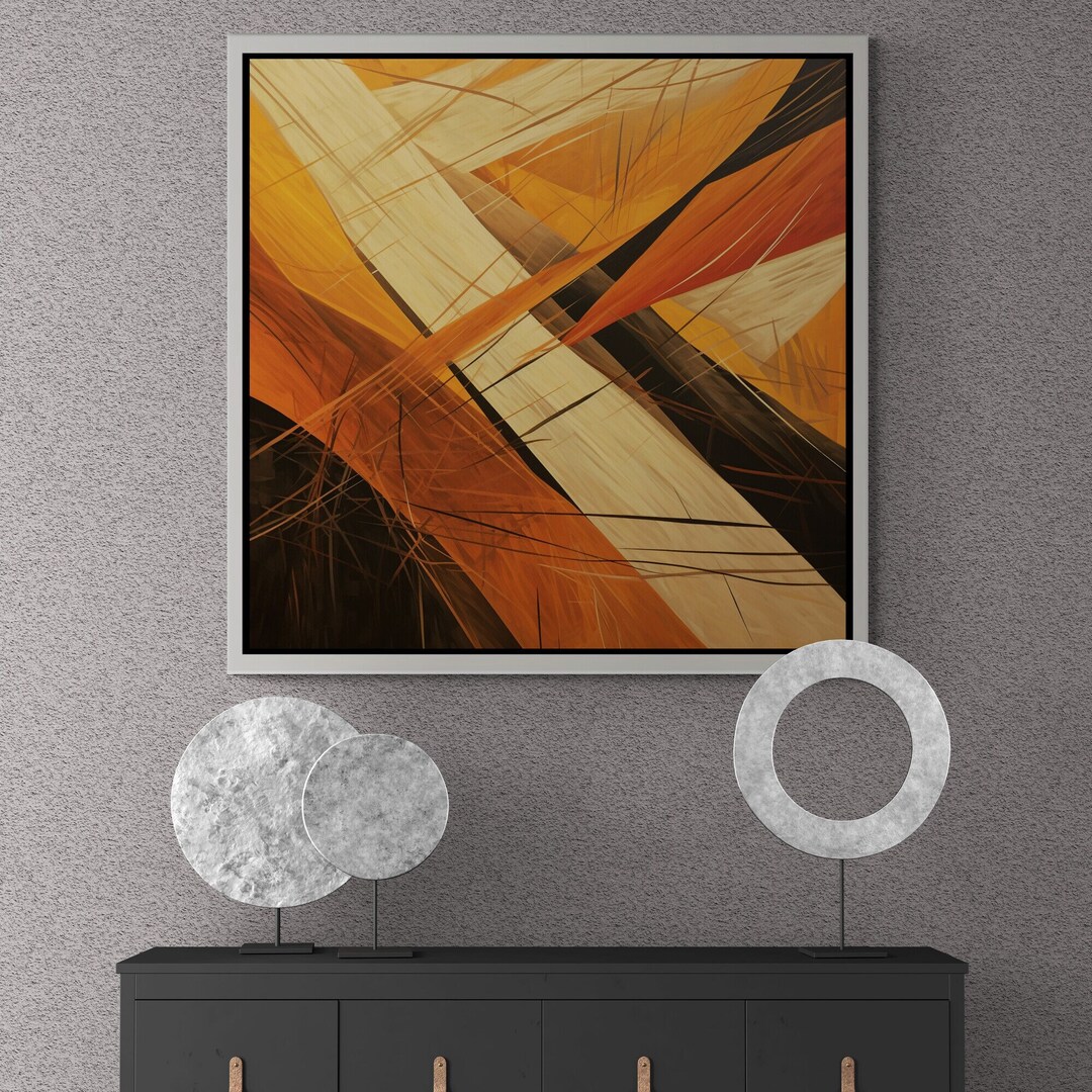 Abstract Lines Wall Art, Geometric Shapes Framed Canvas, Modern Wall ...