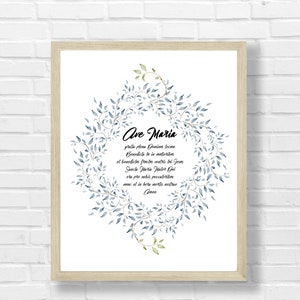Hail Mary Latin Prayer Printable: Catholic Home Decor (Digital Download)