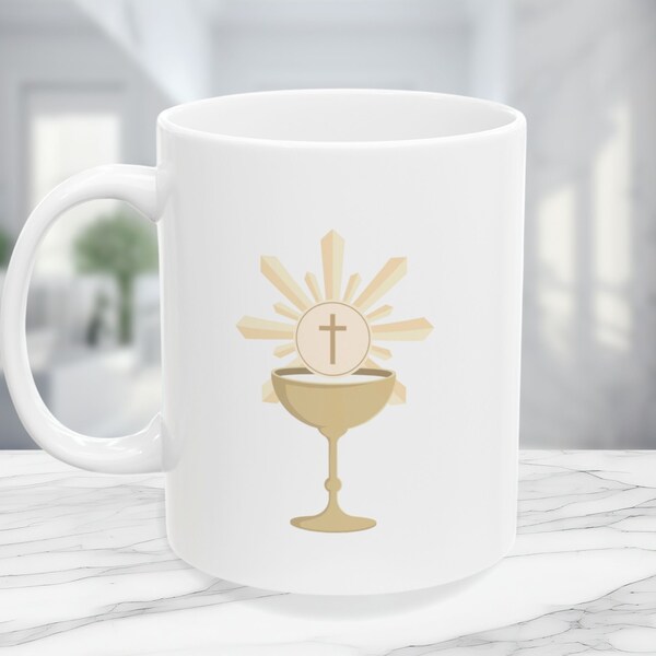 Holy Eucharist Coffee or Tea Mug, Athirst is My Soul for the Living God, Holy Communion, Chalice and Eucharist Mug, Desire for Holiness Mug