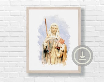St. Monica Watercolor Print: Mother of St. Augustine Art (Digital Download)