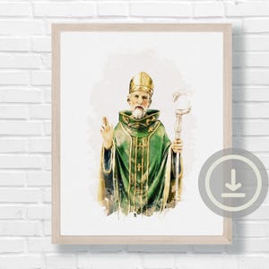 St. Patrick of Ireland Watercolor Art Print (Digital Download)