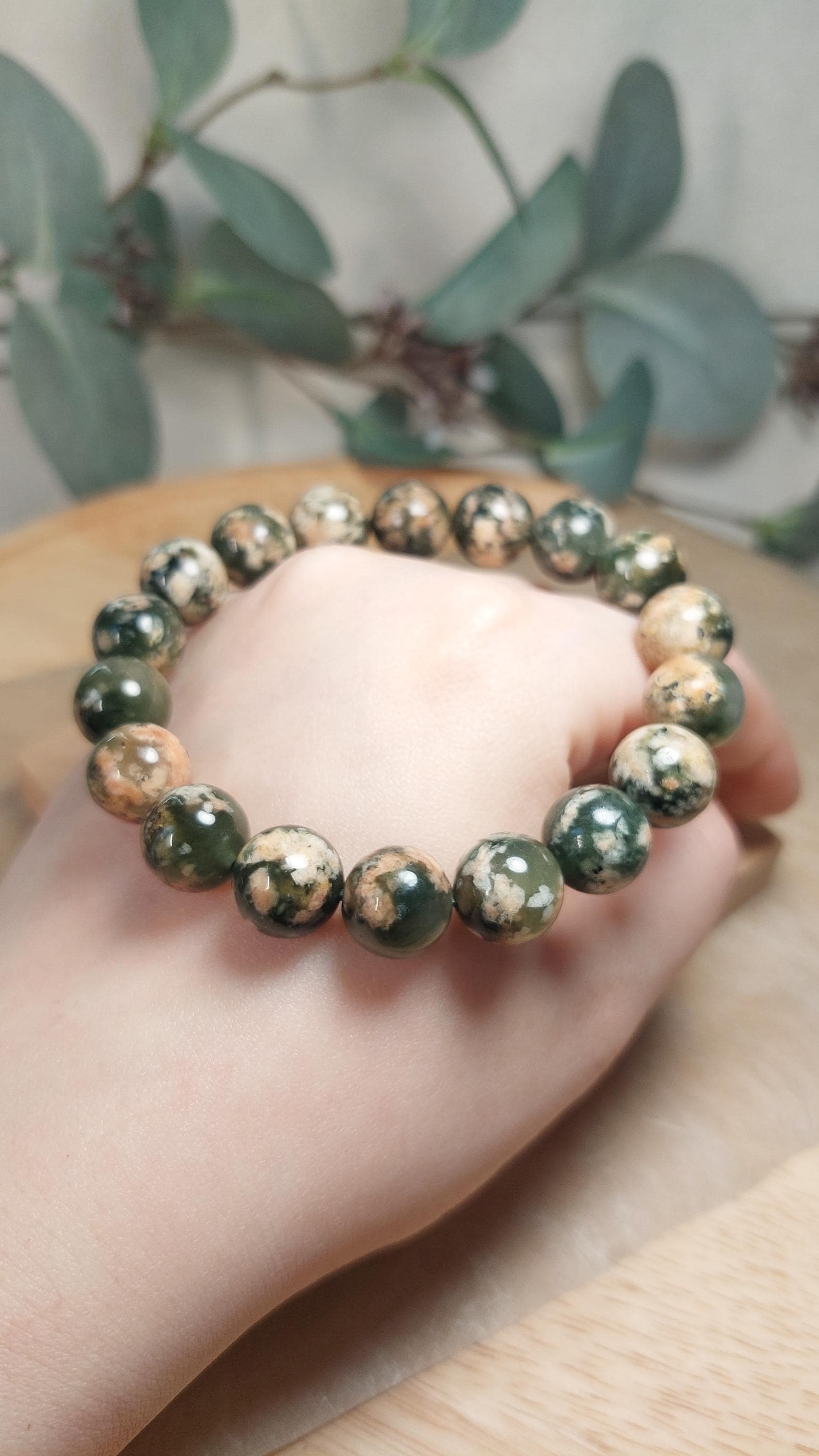 High Quality Genuine Green Rutile Sakura Agate Bracelet With