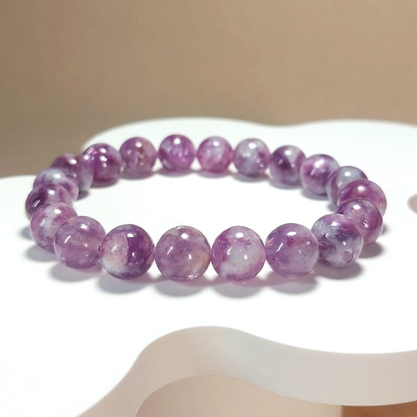 All Natural Milk Cap Fuchsia Purple Lepidolite Bracelet- US SELLER