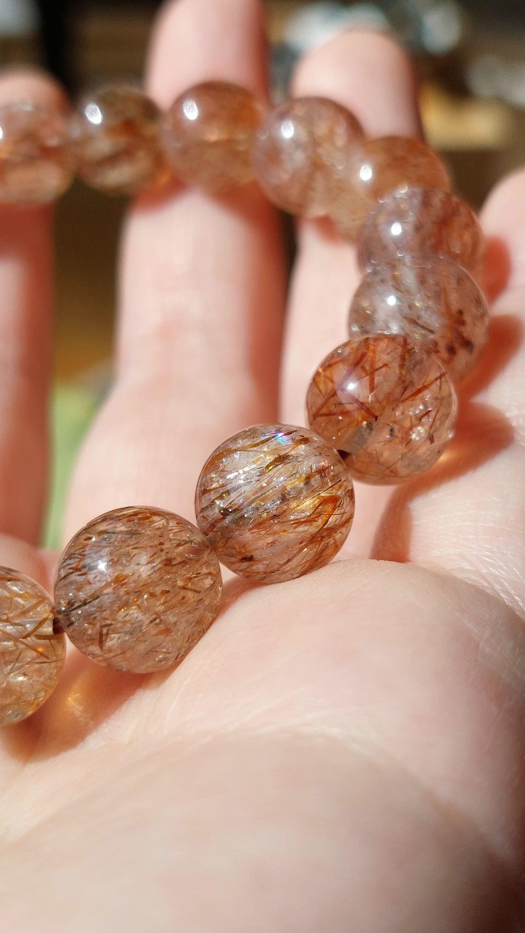 ブラックゴールドスーパーセブンルチルクオーツブレスレット 本物の天然ブラックゴールドスーパーセブンブレスレット、11mmブラック