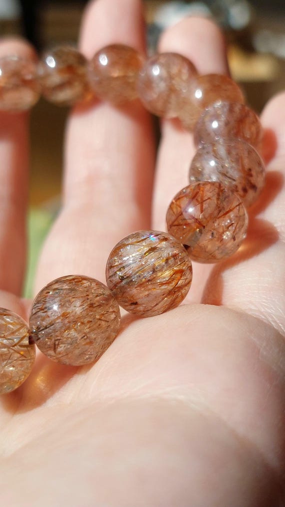 本物の天然ブラックゴールドスーパーセブンブレスレット、11mmブラック