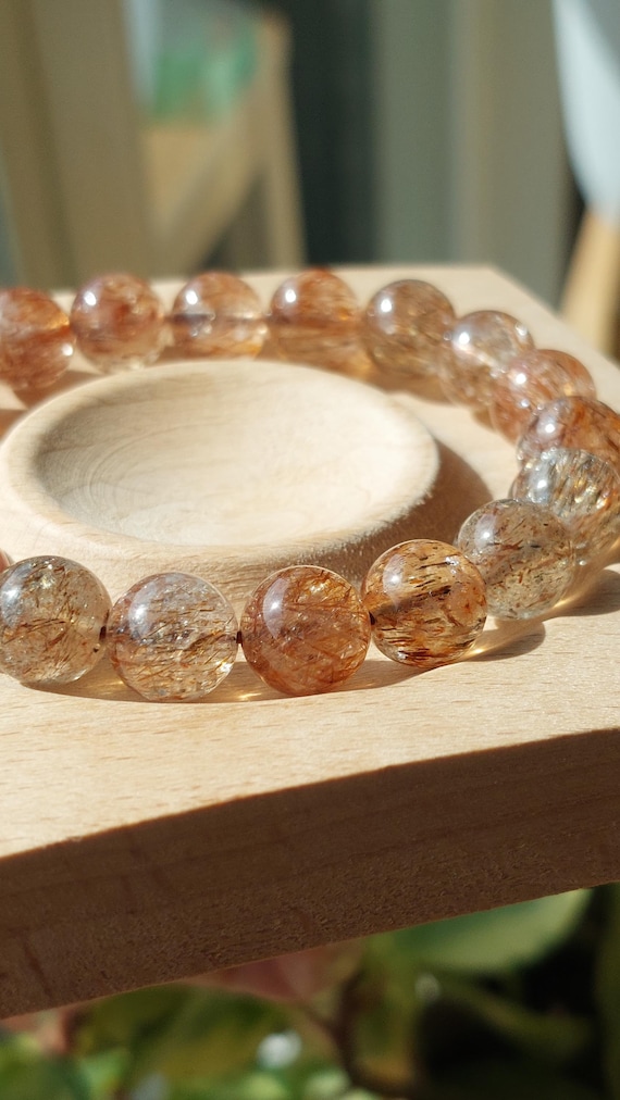 本物の天然ブラックゴールドスーパーセブンブレスレット、11mmブラック