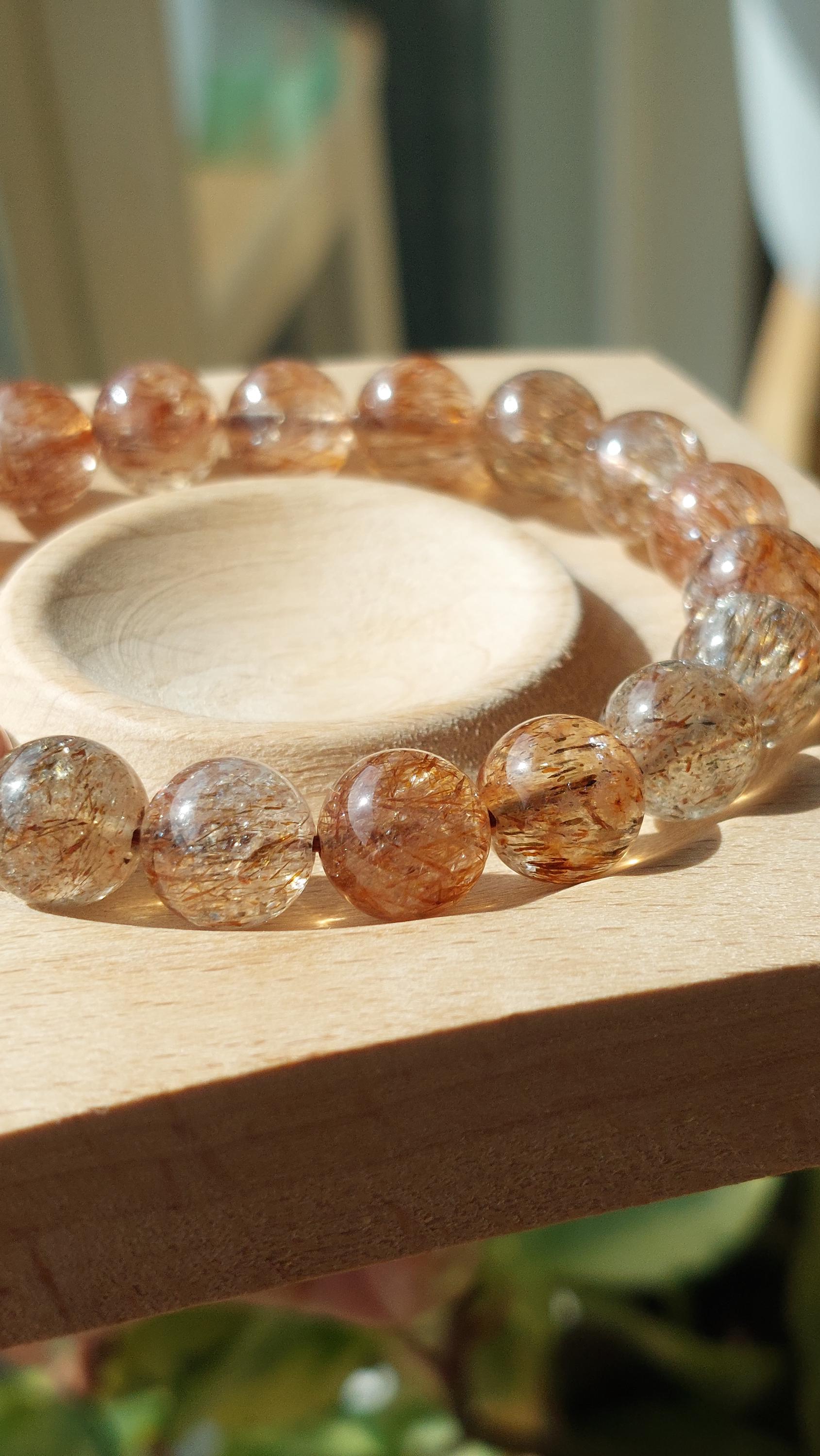 本物の天然ブラックゴールドスーパーセブンブレスレット、11mmブラック