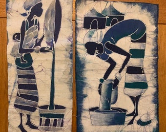 Vintage Batik wall hanging art from Burkina Faso