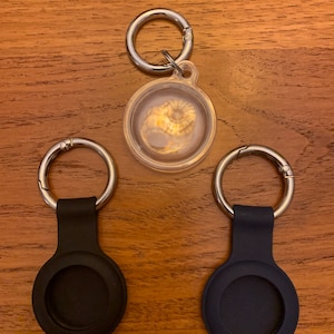 Airtag Holder For Pet, Keys: 1 Transparent Waterproof and 2 Black & Blue Silicone