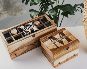 Personalized watch box, Wooden watch organizer, Watch case wood, Watch collector box, Watch organizer drawer, Wood watch holder