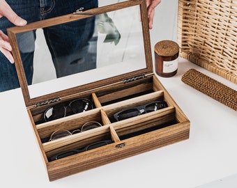 Wood Sunglasses Box - Stylish Wooden Eyewear Storage - Sunglasses Case