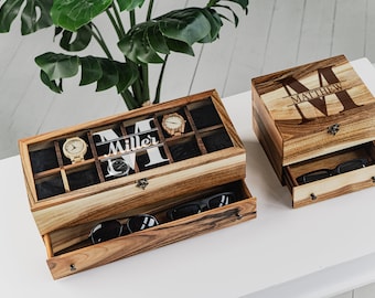 Personalized Wooden Watch Box - Handcrafted Timepiece Storage and Display - Wooden Watch Box for Men