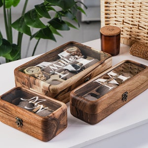 Wooden Watch Box Handcrafted Storage Walnut Watch Storage Box Luxury Design Modern Wood Watch Boxes Custom Engraving image 7