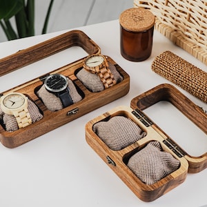 Wooden Watch Box Handcrafted Storage Walnut Watch Storage Box Luxury Design Modern Wood Watch Boxes Custom Engraving image 8