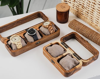 Wood Watch Box for Him - Personalized Gift - Watch Case, Stylish Rustic Design, Watch Storage, Men's Accessory, Timepiece Box, Gift for Men